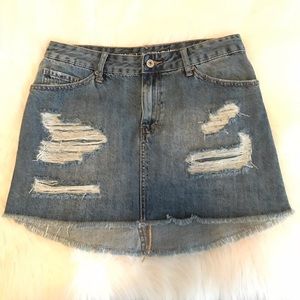 Vanilla Star Distressed Denim Skirt